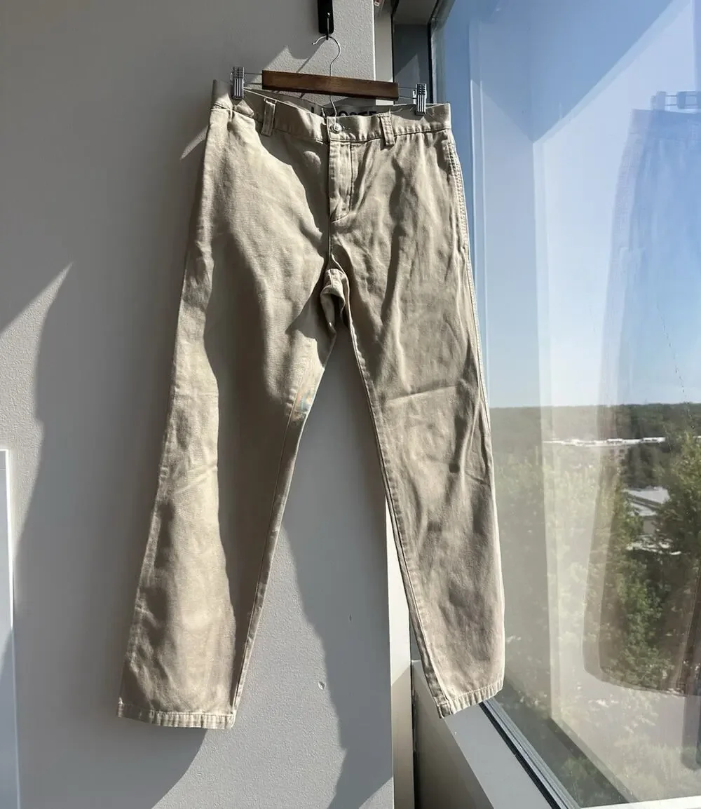 Lacoste Beige Chino Pants Men's 40 Regular Straight Twill Cotton Flat Front